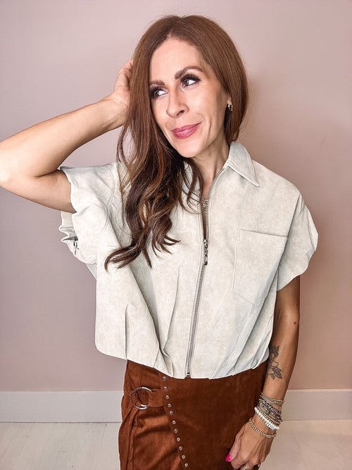 Claudette Faux Leather Zip Up Jacket