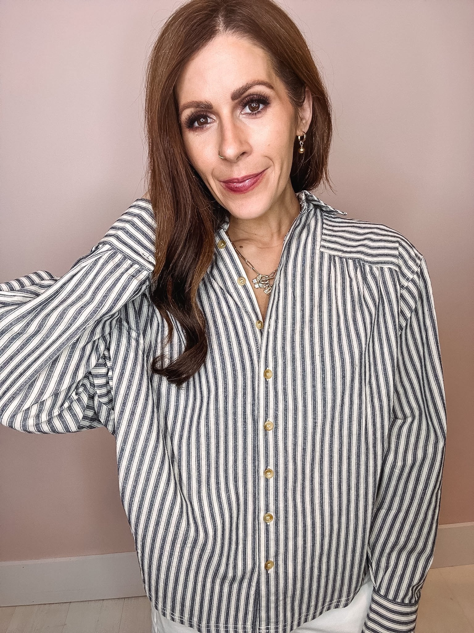 Indigo Girl Striped Dolman Sleeve Top