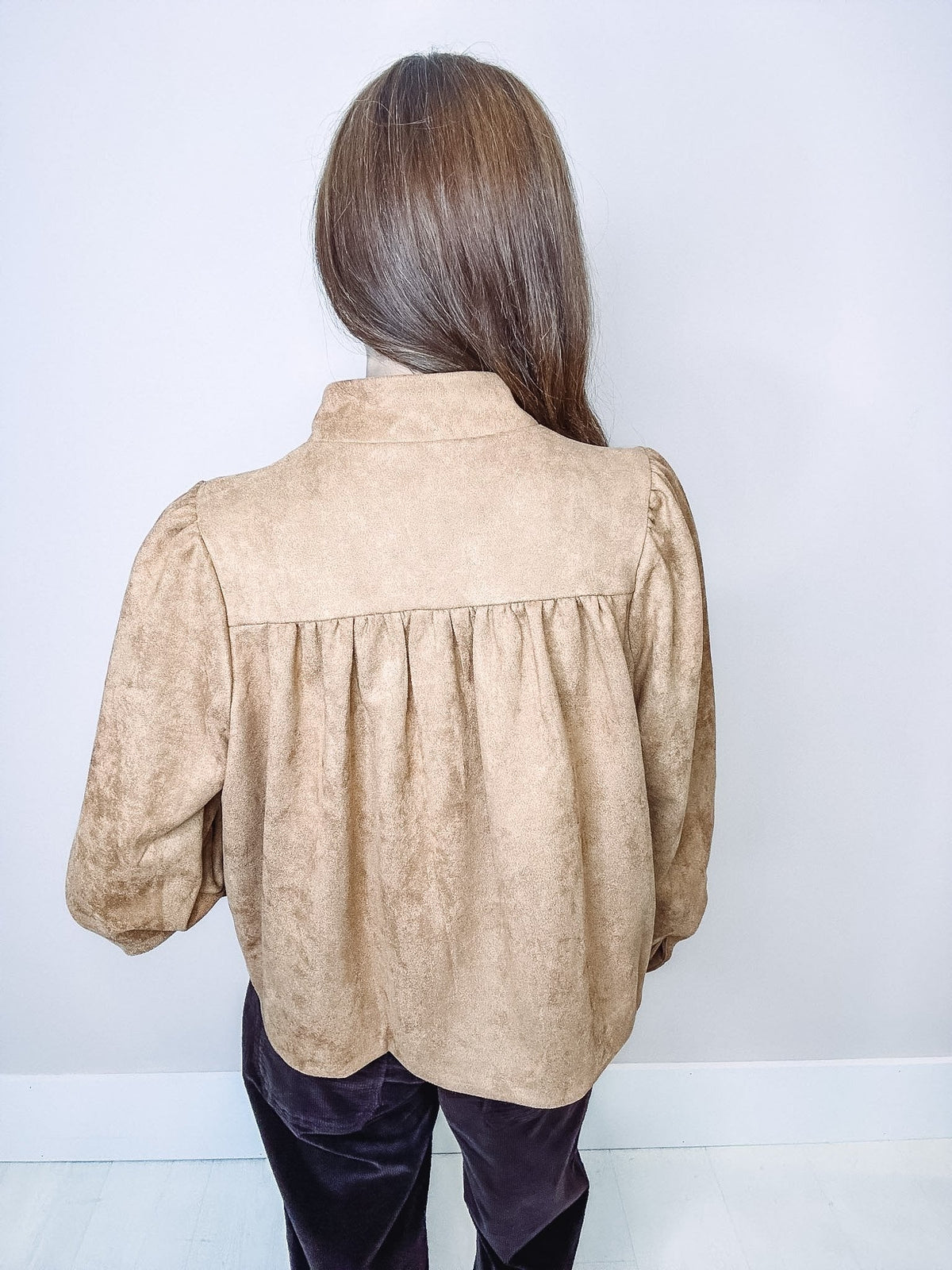 Juliette Suede Mock Neck Zip Up Jacket