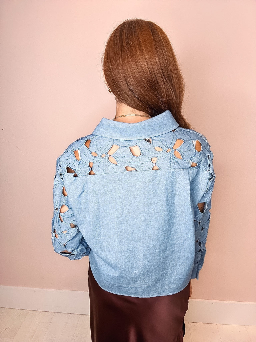 Moira Eyelet Detail Long Sleeve Top