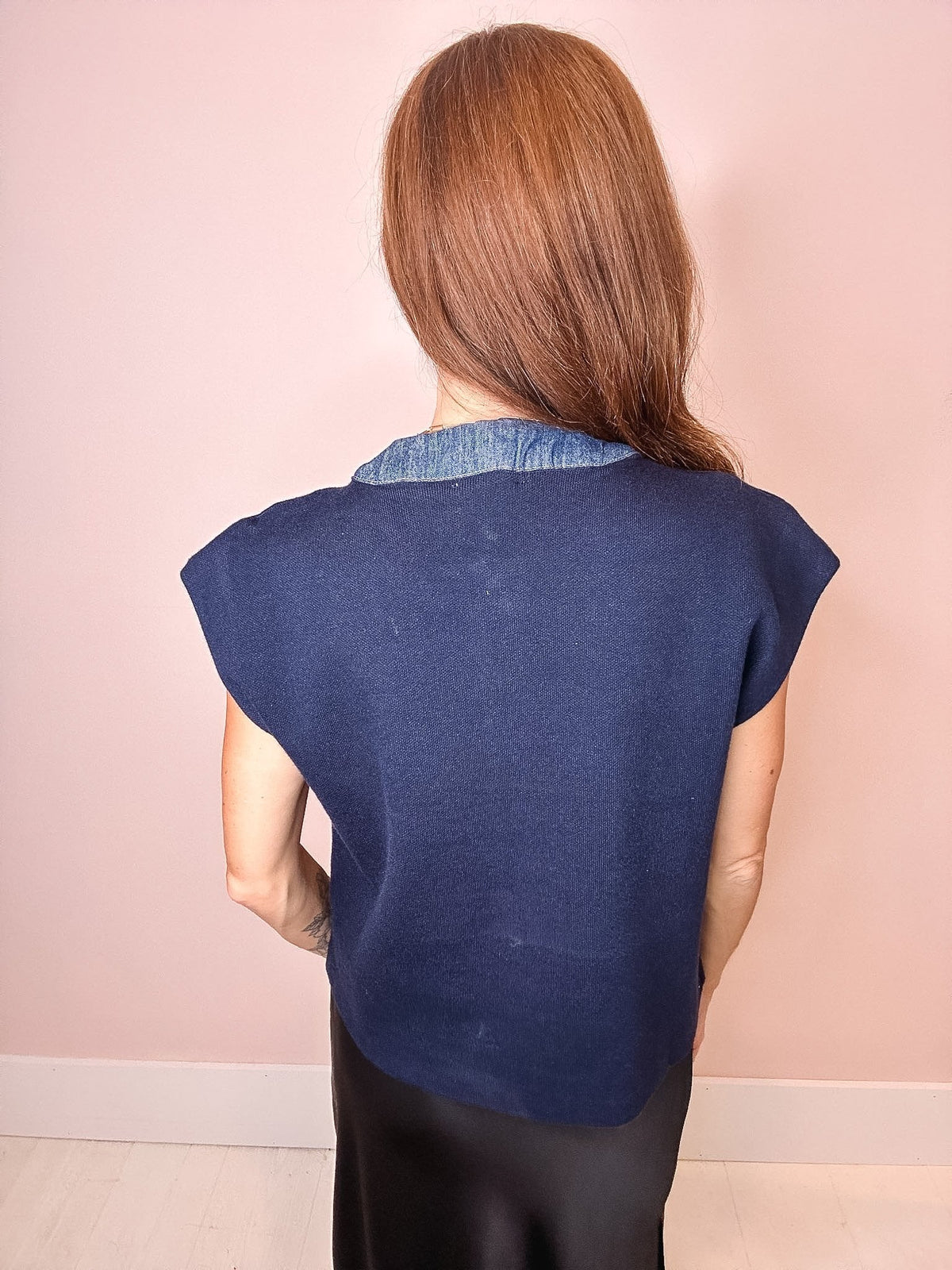 Serena Denim Trim Knit Top