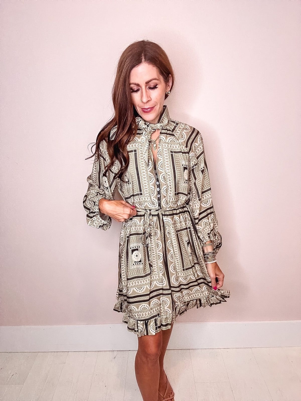 Whisper of Sage Printed Dress